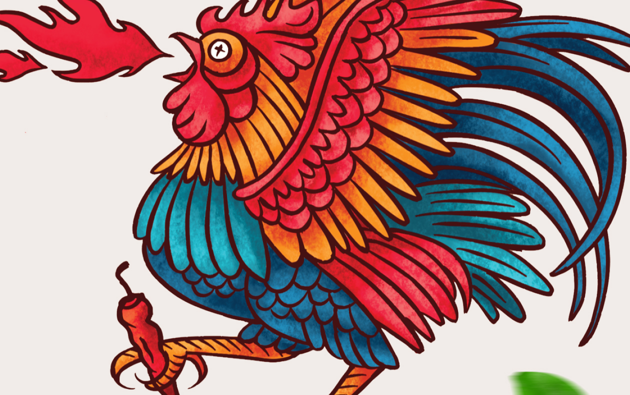 這款辣椒醬用噴火的公雞做為核心視覺(圖3) 這款辣椒醬用噴火的公雞做為核心視覺(圖3)