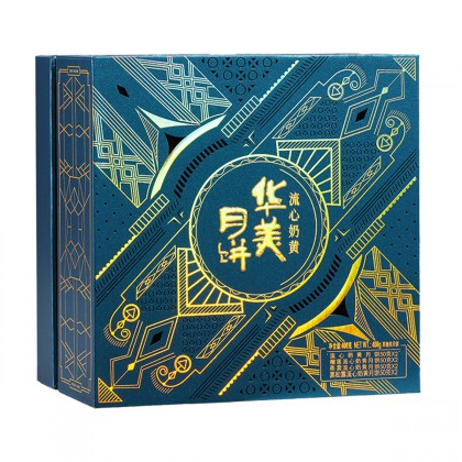 Huamei 華美 流心奶黃 廣式月餅 8餅4味 400g 禮盒裝包裝禮盒產品包裝創意設計欣賞(圖1)