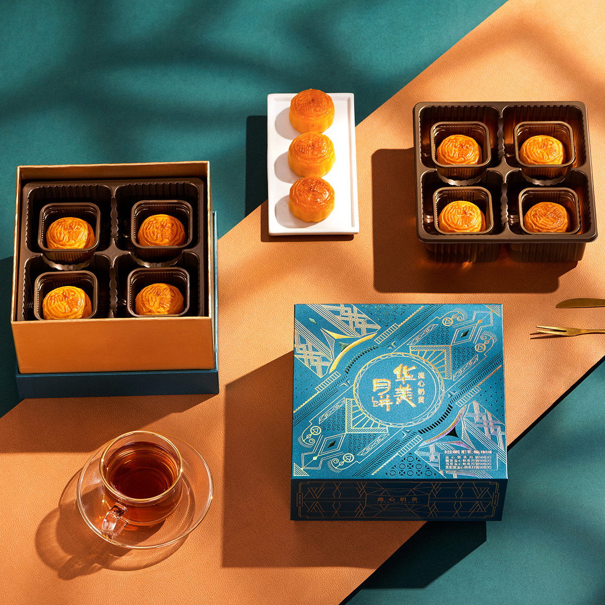 Huamei 華美 流心奶黃 廣式月餅 8餅4味 400g 禮盒裝包裝禮盒產品包裝創意設計欣賞(圖5)