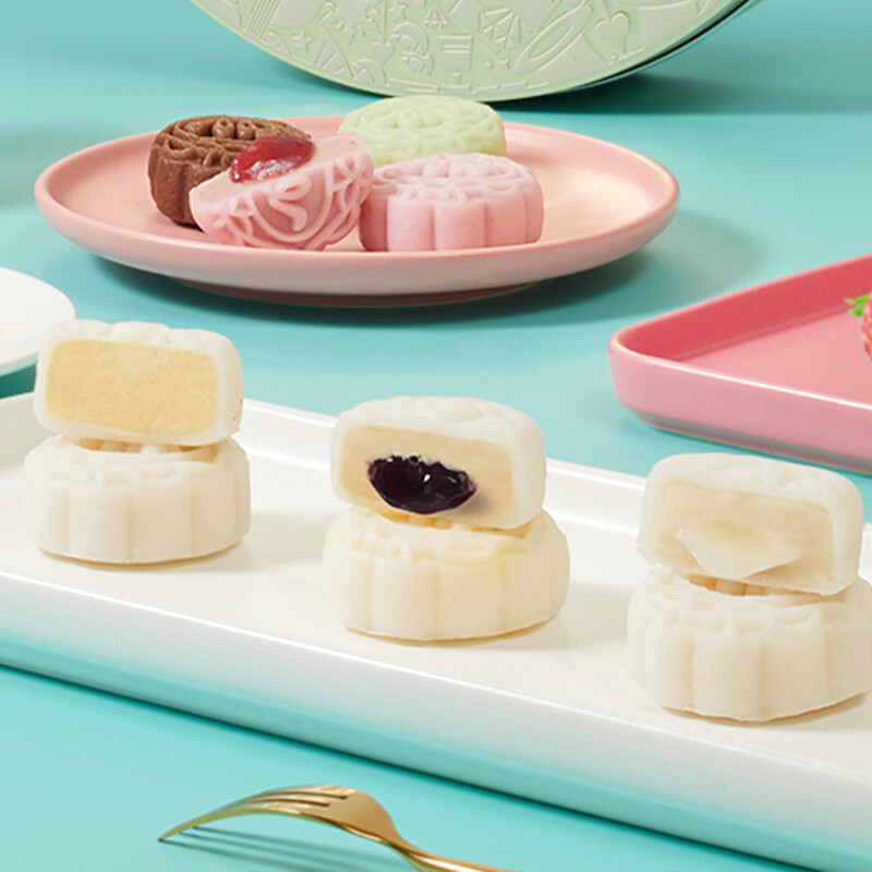 廣州酒家 冰紛心語 冰皮月餅 12餅6味 360g包裝禮盒產品包裝創意設計欣賞(圖3)