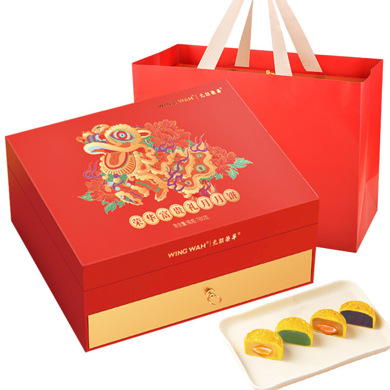 WING WAH 元朗榮華 榮華富貴禮月 廣式月餅 10餅5味 780g 禮盒裝包裝禮盒產品包裝創意設計欣賞(圖1)