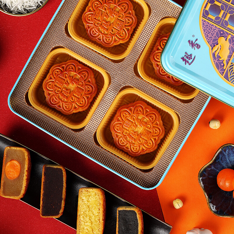 趣香 繽紛秋韻月餅 廣式月餅 4餅4味 600g 禮盒裝包裝禮盒產(chǎn)品包裝創(chuàng)意設(shè)計(jì)欣賞(圖2)