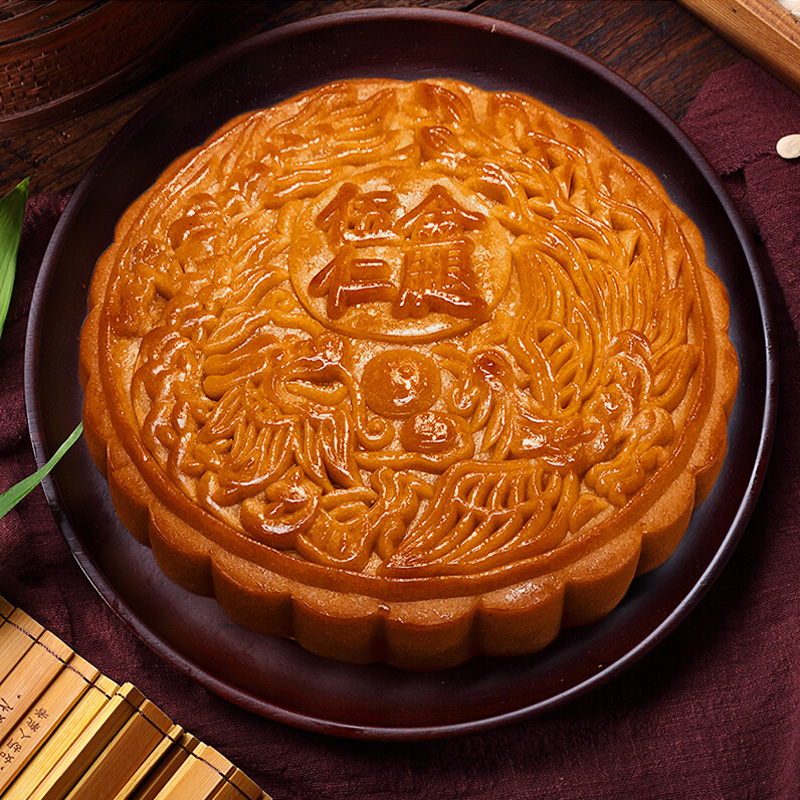 竹園島 廣式伍仁金腿大月餅 1kg 禮盒裝包裝禮盒產品包裝創意設計欣賞(圖2)