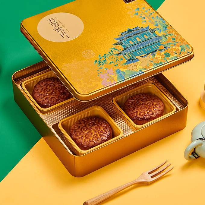 WU FANG ZHAI 五芳齋 五芳悠月 廣式月餅  雙黃蓮蓉口味 800g 禮盒裝包裝禮盒產品包裝創意設計欣賞(圖4)