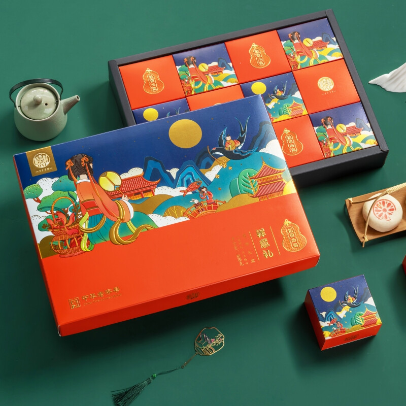 DXC 稻香村 祥意禮 京式月餅 12餅9味 800g 禮盒裝包裝禮盒產品包裝創意設計欣賞(圖2)