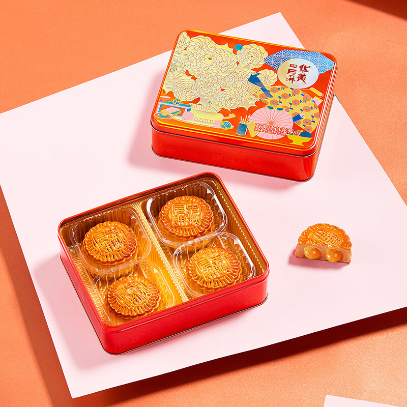 Huamei 華美 雙黃純白蓮蓉廣式月餅 680g 禮盒裝包裝禮盒產(chǎn)品包裝創(chuàng)意設(shè)計(jì)欣賞(圖4)