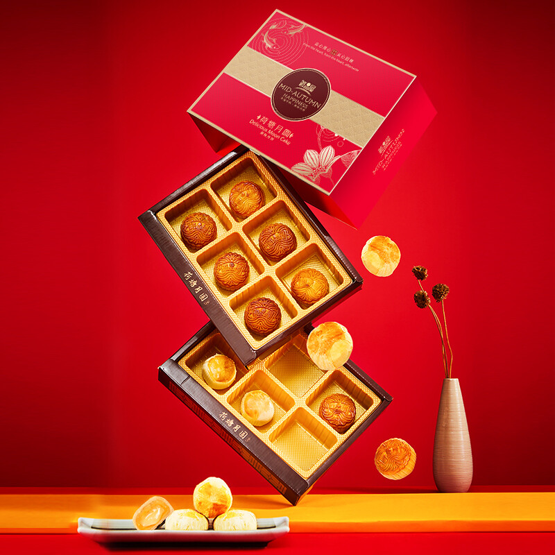 鮮品屋 荷塘月圓 美味月餅 12餅12味 900g 雙層禮盒裝包裝禮盒產品包裝創意設計欣賞(圖3)