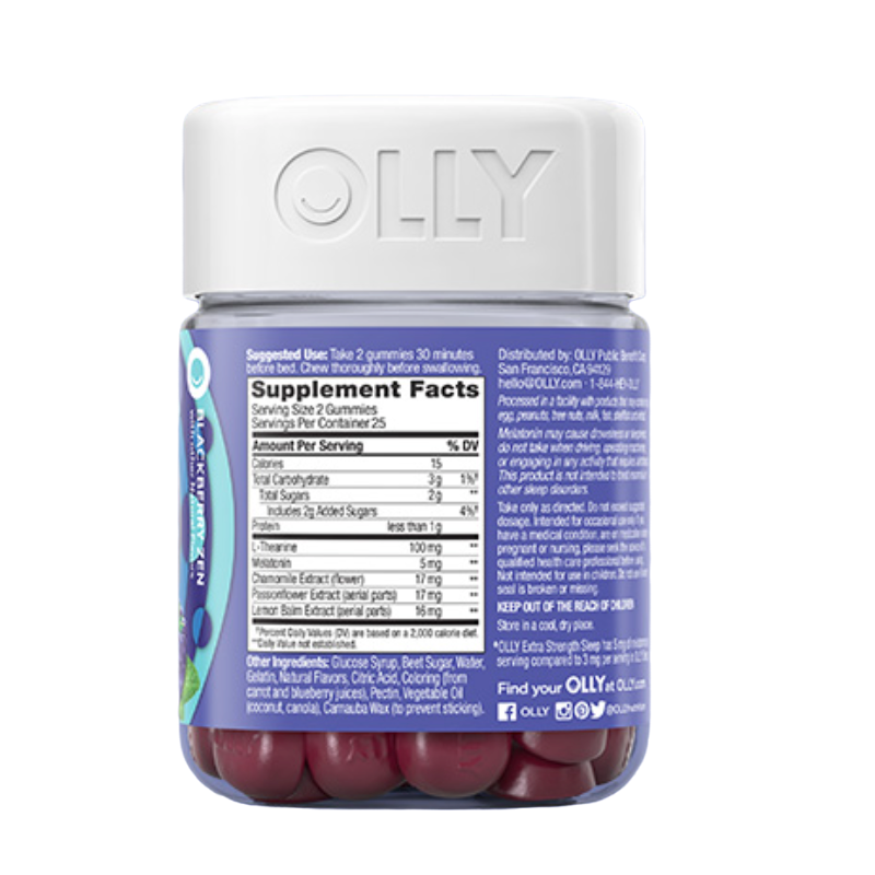 OLLY 好睡糖加強版 黑莓薄荷味 50粒保健產品包裝創意設計欣賞(圖3)