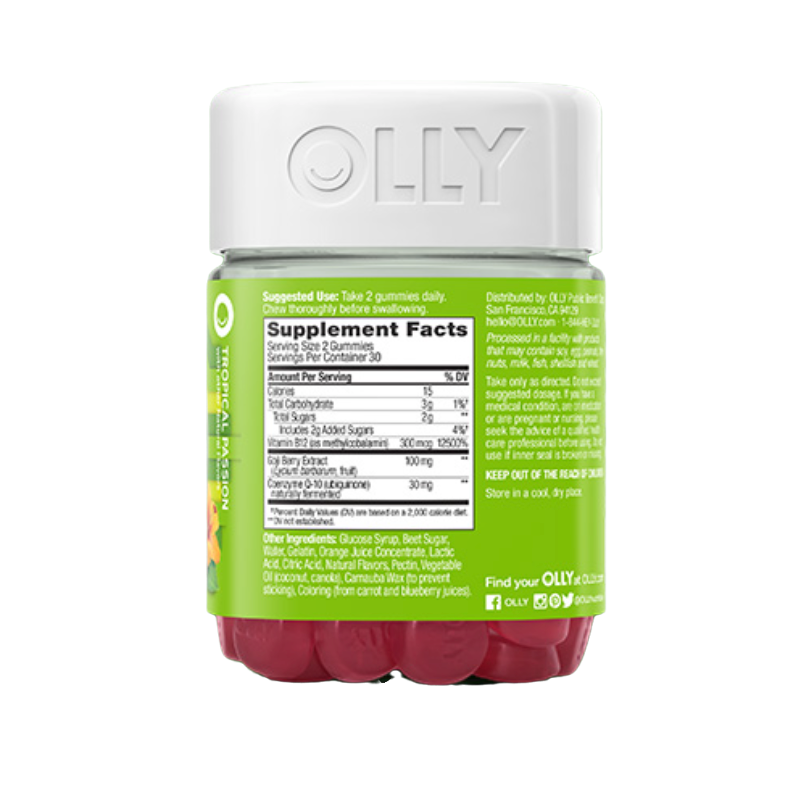 OLLY 元氣養成罐 熱帶水果百香果味 60粒保健產品包裝創意設計欣賞(圖2)