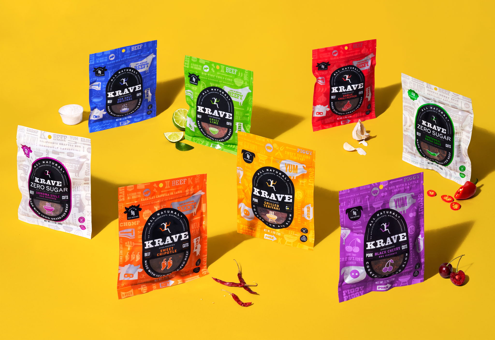 色彩明亮的肉干包裝設計欣賞(圖1)