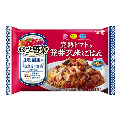 包裝設計公司推薦冷凍完整蔬菜成熟西紅柿發芽糙米米飯明治包裝設計欣賞(圖1)