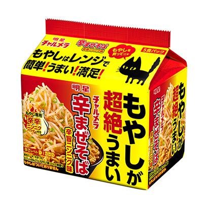 明星焦糖豆芽超級好吃的辣蕎麥面辣旨蒜味明星食品面類包裝設計(圖1)