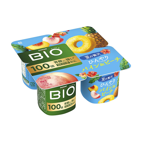 包裝設計欣賞達能酸奶＜冰鎮(zhèn)木瓜蛋白酶&水蜜桃＞ (達能日本) (圖1)